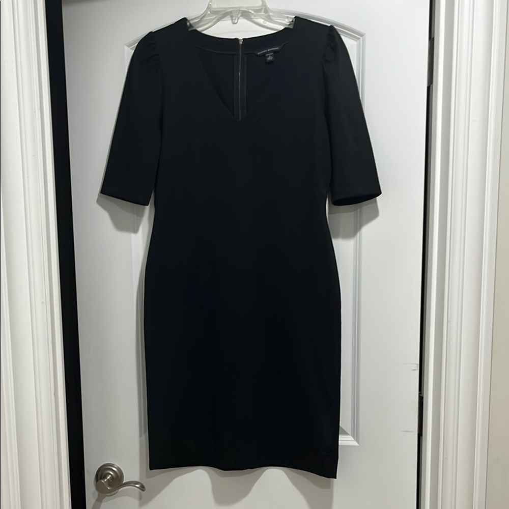 Banana Republic Black Midi Dress V-Neck 3/4 Sleeve